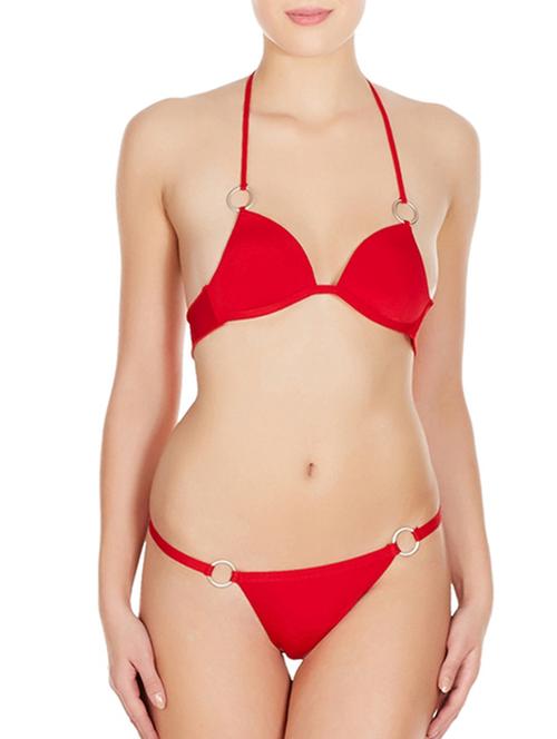 red polyester bras and panty set - 11127964 - Standard Image - 1