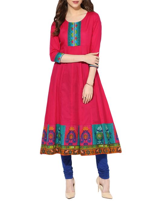 pink cotton anarkali kurta - 11128432 - Very Small Image - 1