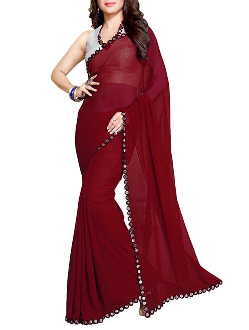 red georgette saree with blouse - 11128480 - Very Small Image - 1