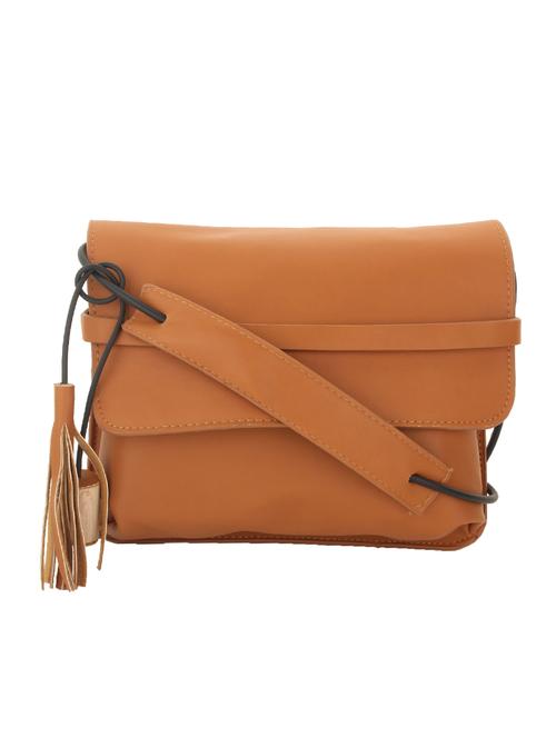 tan leatherette sling bag - 11131423 -  Standard Image - 0