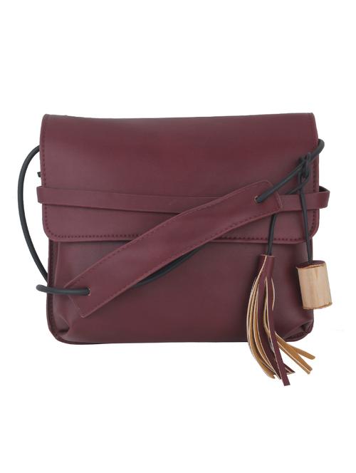 wine red leatherette sling bag - 11131424 -  Standard Image - 0