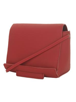 maroon leatherette sling bag - 11131437 - Standard Image - 5