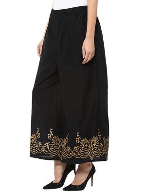 black cotton palazzos - 11132607 - Standard Image - 2