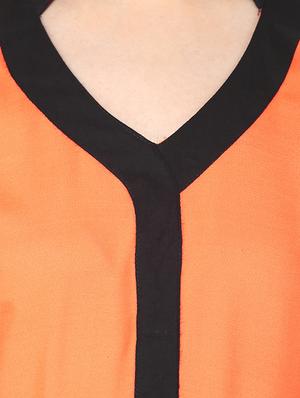 orange and black printed rayon kurta - 11137612 - Standard Image - 4