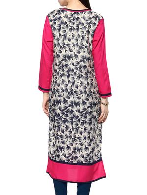grey and white printed rayon kurta - 11137621 - Standard Image - 3