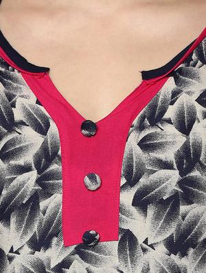 grey and white printed rayon kurta - 11137621 - Standard Image - 4