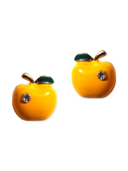 yellow metal studs earrings - 11142217 - Very Small Image - 1
