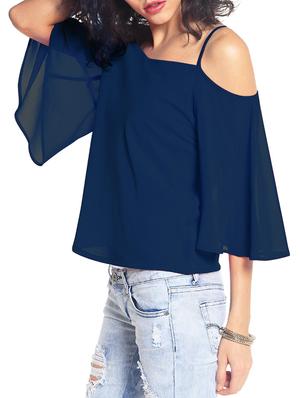 cold shoulder bell sleeved top - 11145236 - Standard Image - 2