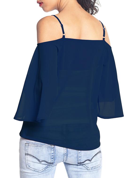 cold shoulder bell sleeved top - 11145236 - Zoom Image - 3