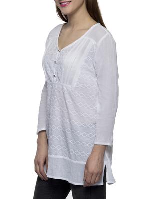 white cotton kurti - 11150682 - Standard Image - 2