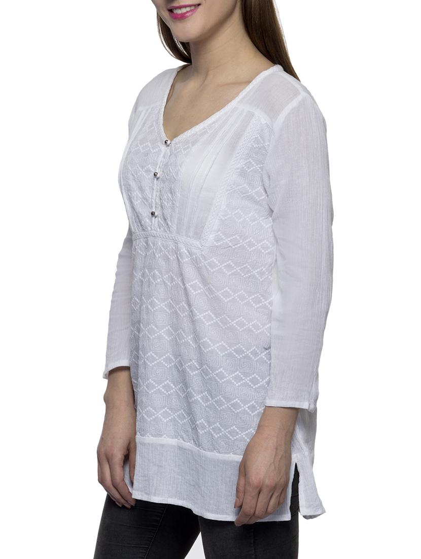 white cotton kurti - 11150682 - Zoom Image - 2