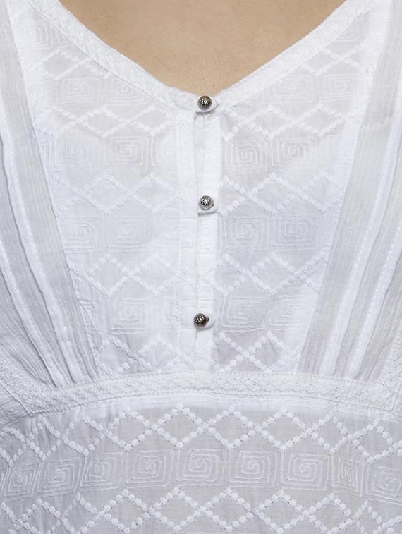white cotton kurti - 11150682 - Zoom Image - 4