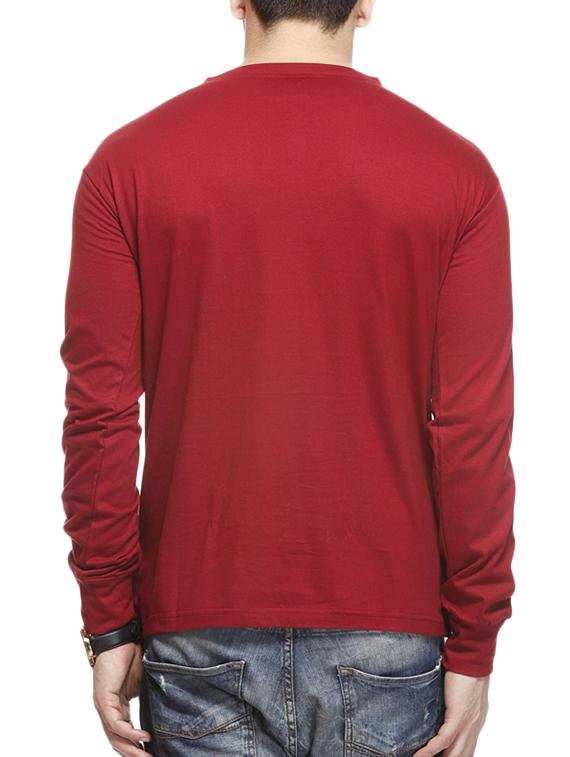 solid maroon cotton t-shirt - 11154533 - Zoom Image - 3