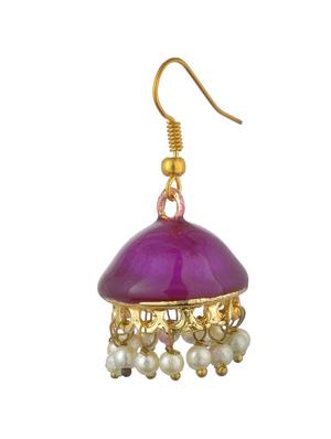 purple metal jhumka earrings - 11154827 - Standard Image - 2