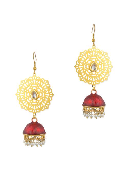 red pearls balli earring - 11154958 - Very Small Image - 1