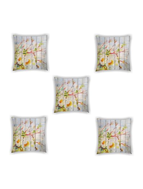 multi coloured satin floral print cushion covers (set of 5) - 11155234 - Very Small Image - 1
