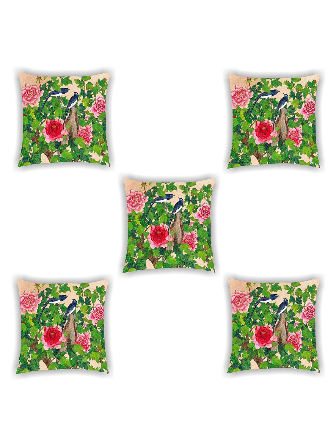 multi coloured satin printed cushion cover (set of 5) - 11155243 - Zoom Image - 1