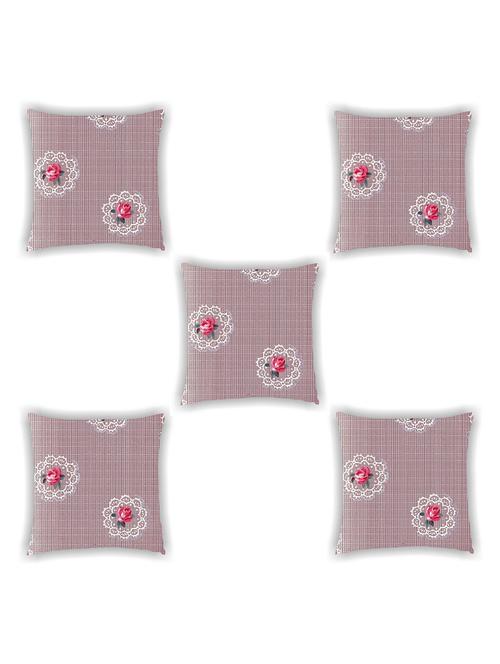 purple satin floral print cushion cover (set of 5) - 11155244 - Standard Image - 1