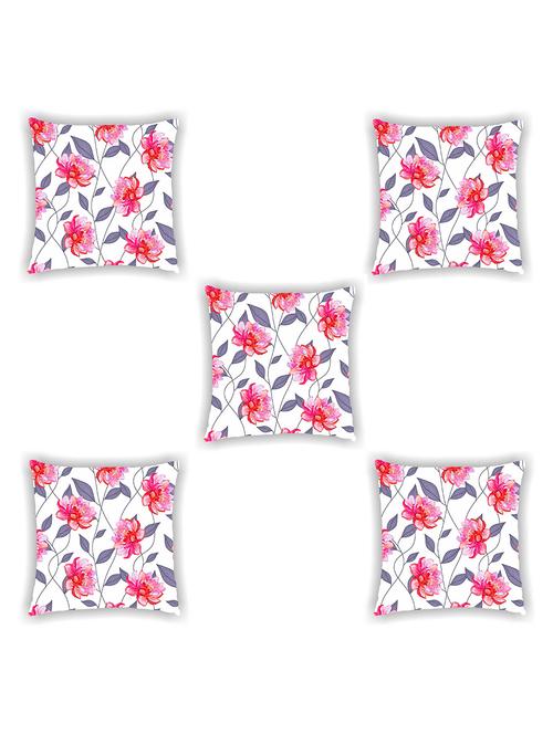 white satin floral print cushion cover (set of 5) - 11155278 - Standard Image - 1