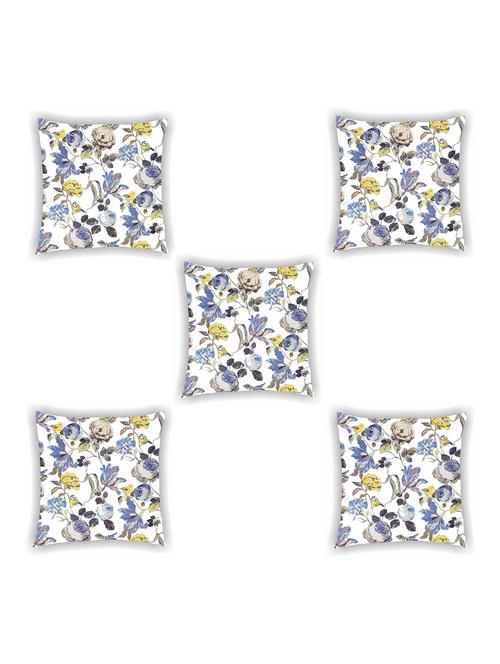 white satin floral print cushion cover (set of 5) - 11155282 - Standard Image - 1