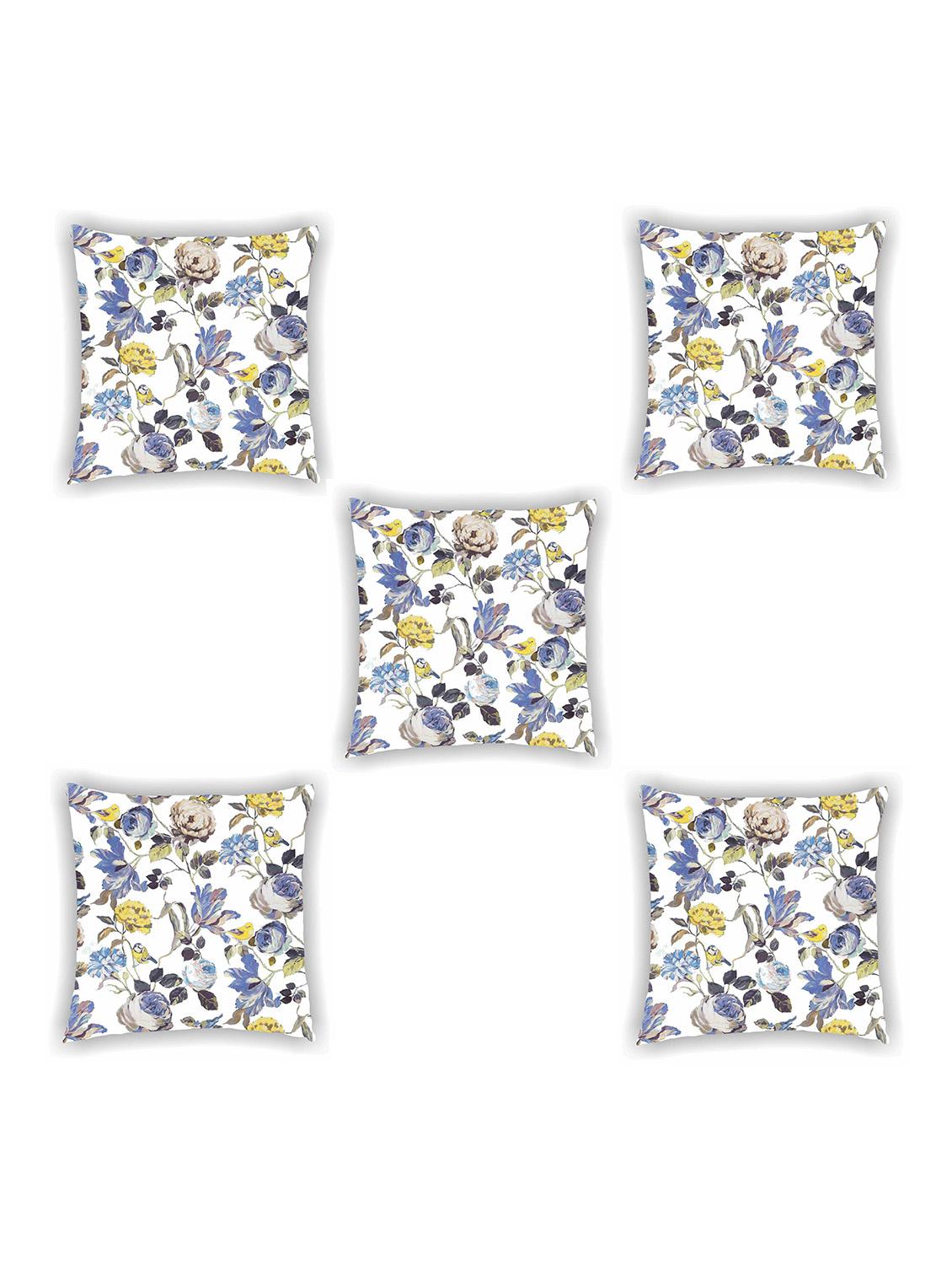 white satin floral print cushion cover (set of 5) - 11155282 - Zoom Image - 1