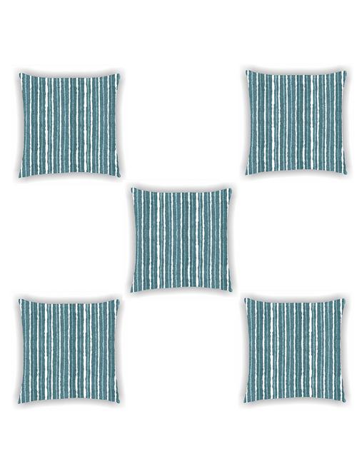 teal blue satin striped cushion cover (set of 5) - 11155285 - Standard Image - 1