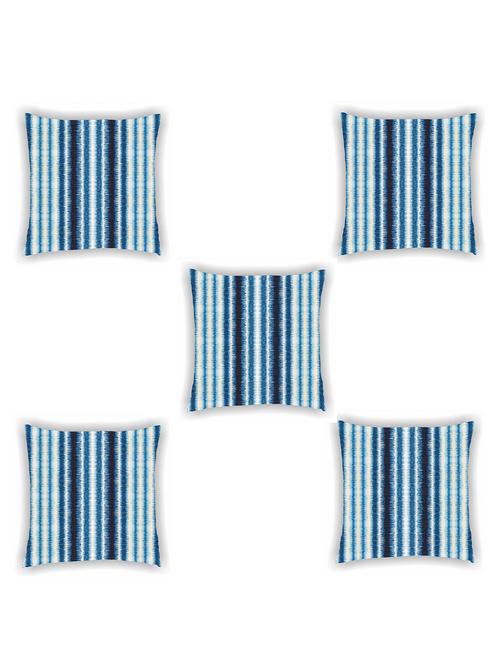 blue and white satin striped cushion cover (set of 5) - 11155288 - Standard Image - 1