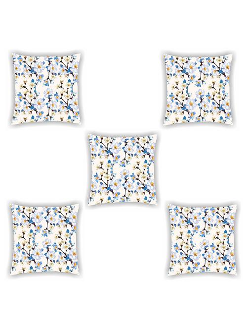 cream satin floral print cushion cover (set of 5) - 11155293 - Standard Image - 1