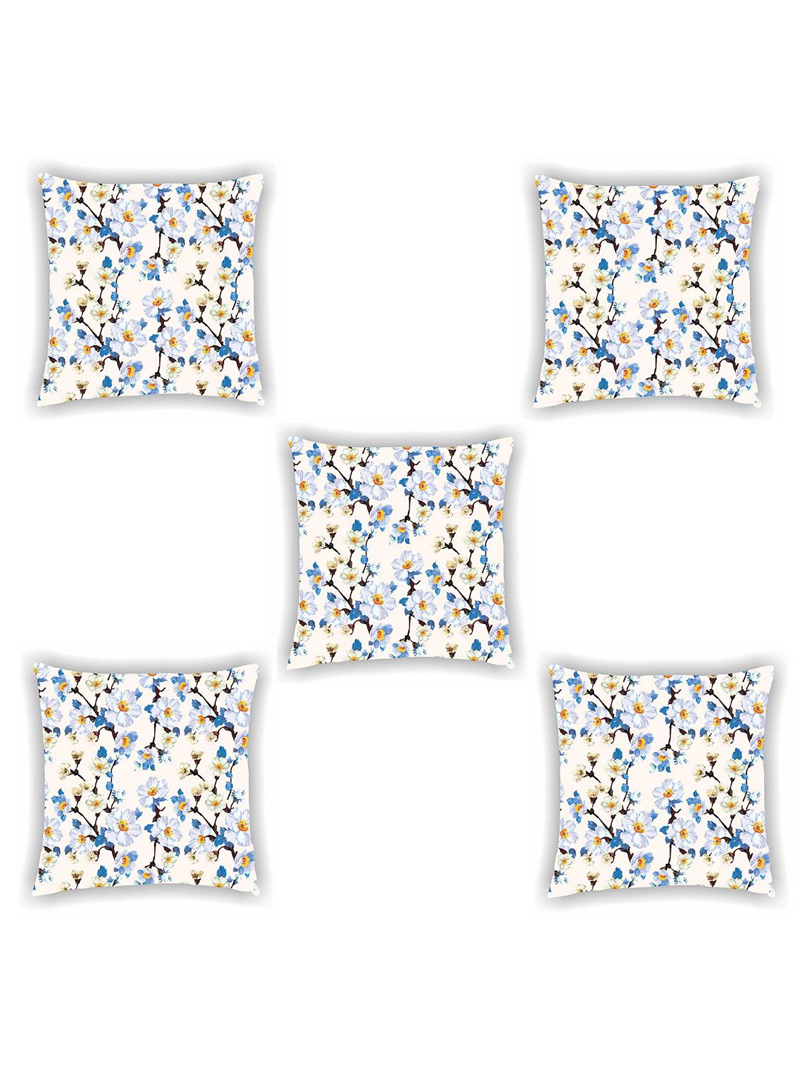 cream satin floral print cushion cover (set of 5) - 11155293 - Zoom Image - 1