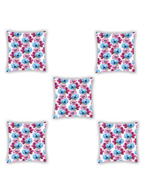 white satin floral print cushion cover (set of 5) - 11155294 - Standard Image - 1