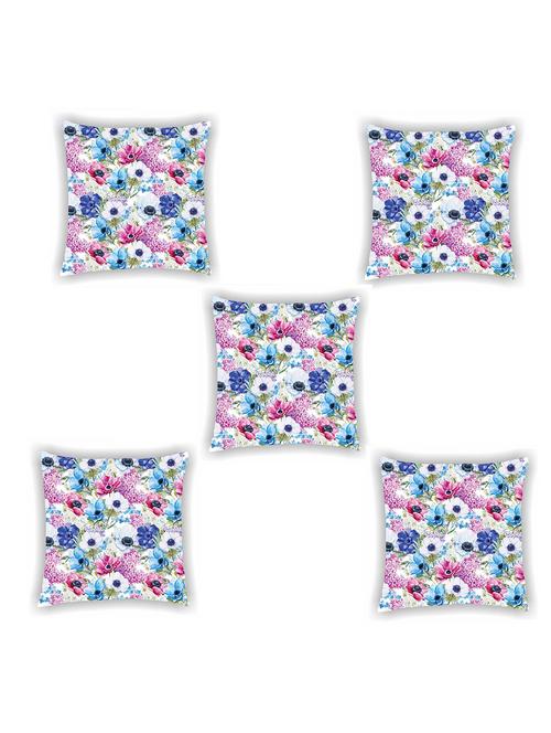 multi coloured satin floral print cushion cover (set of 5) - 11155295 - Standard Image - 1