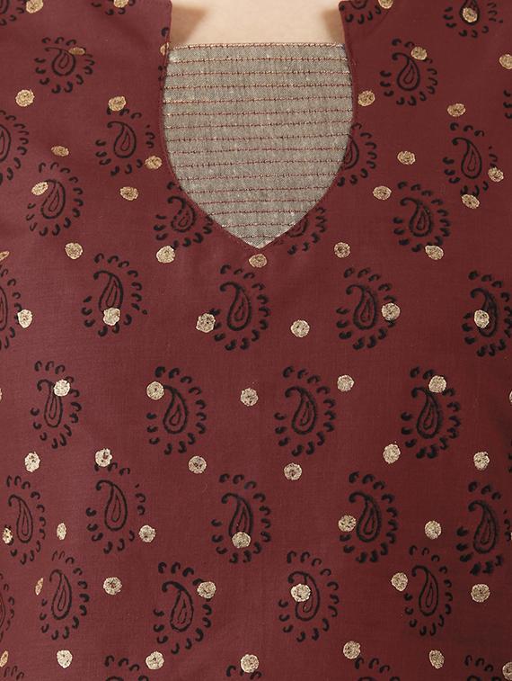 brown cotton straight kurta - 1116538 - Zoom Image - 4