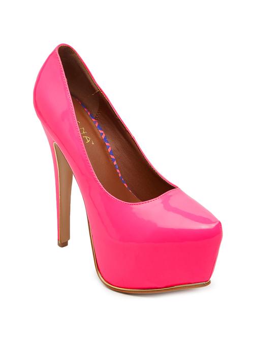 glossy pink leatherette pump - 11168512 - Standard Image - 1