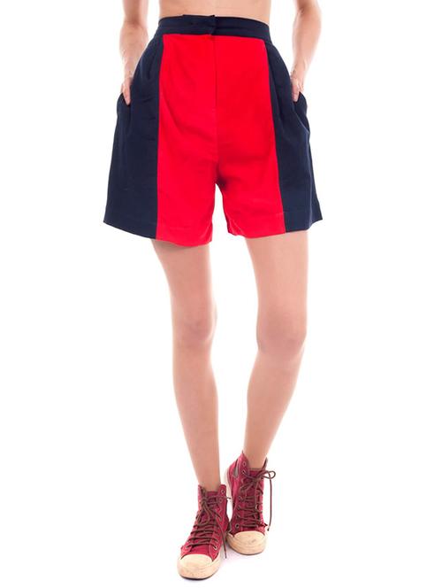 red & blue rayon shorts - 11179510 - Standard Image - 1