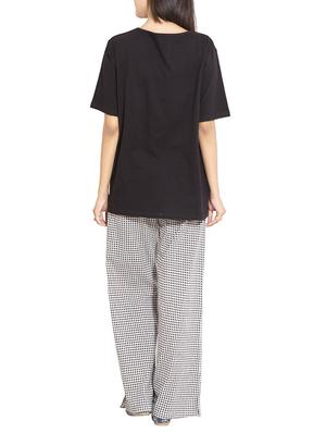 round neck top with printed pajama - 11181149 - Standard Image - 3