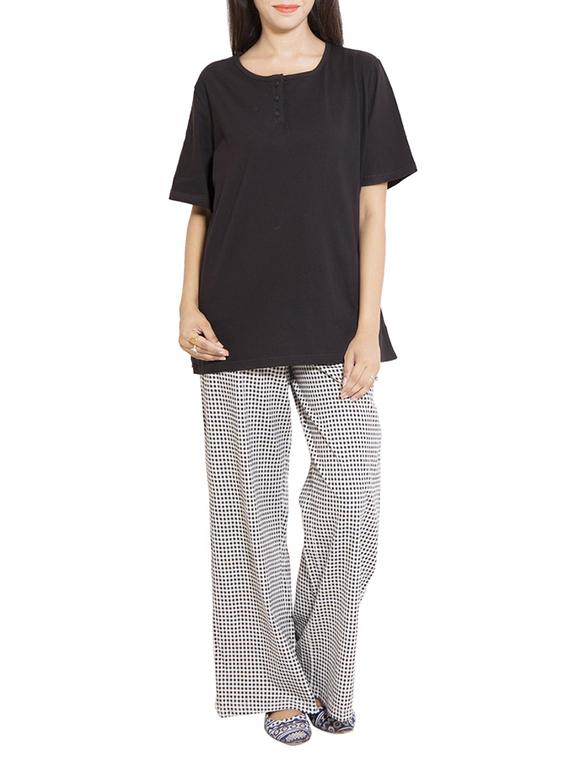 round neck top with printed pajama - 11181149 - Zoom Image - 1