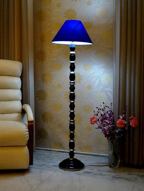 mango wood blk/silver floor lamp with shade - 11190583 - Standard Image - 1