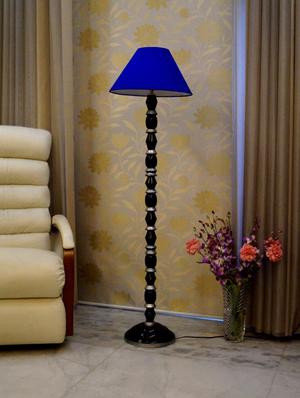 mango wood blk/silver floor lamp with shade - 11190583 - Standard Image - 2