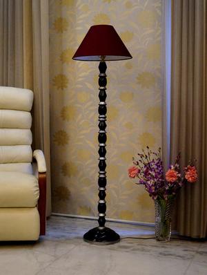 mango wood blk/silver floor lamp with shade - 11190586 - Standard Image - 2