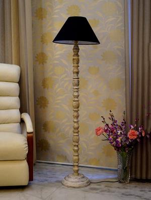 classic white mango wood floor lamp with shade - 11190631 - Standard Image - 2