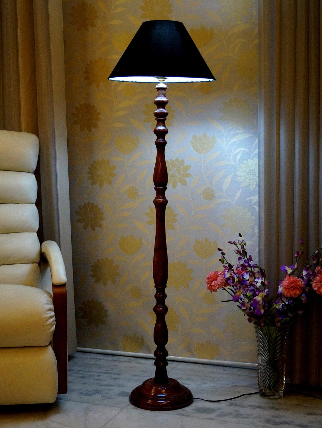 royal brown mango wood floor lamp with shade - 11190645 - Zoom Image - 1