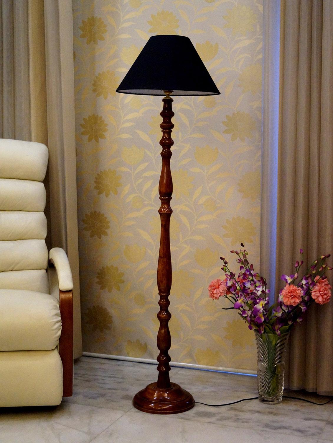 royal brown mango wood floor lamp with shade - 11190645 - Zoom Image - 2