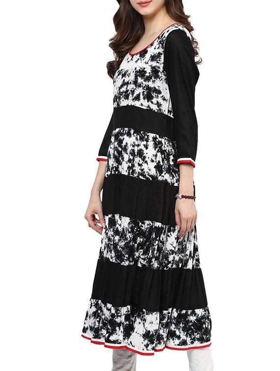 tiered printed kurta - 11193561 - Zoom Image - 2