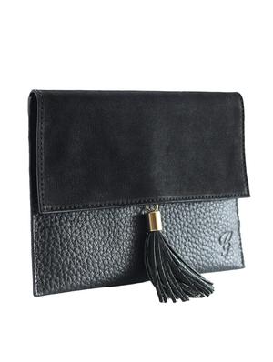 black color, leather clutch - 11195097 - Standard Image - 4