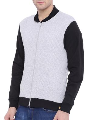 grey color block quilted jacket - 11199349 - Standard Image - 2