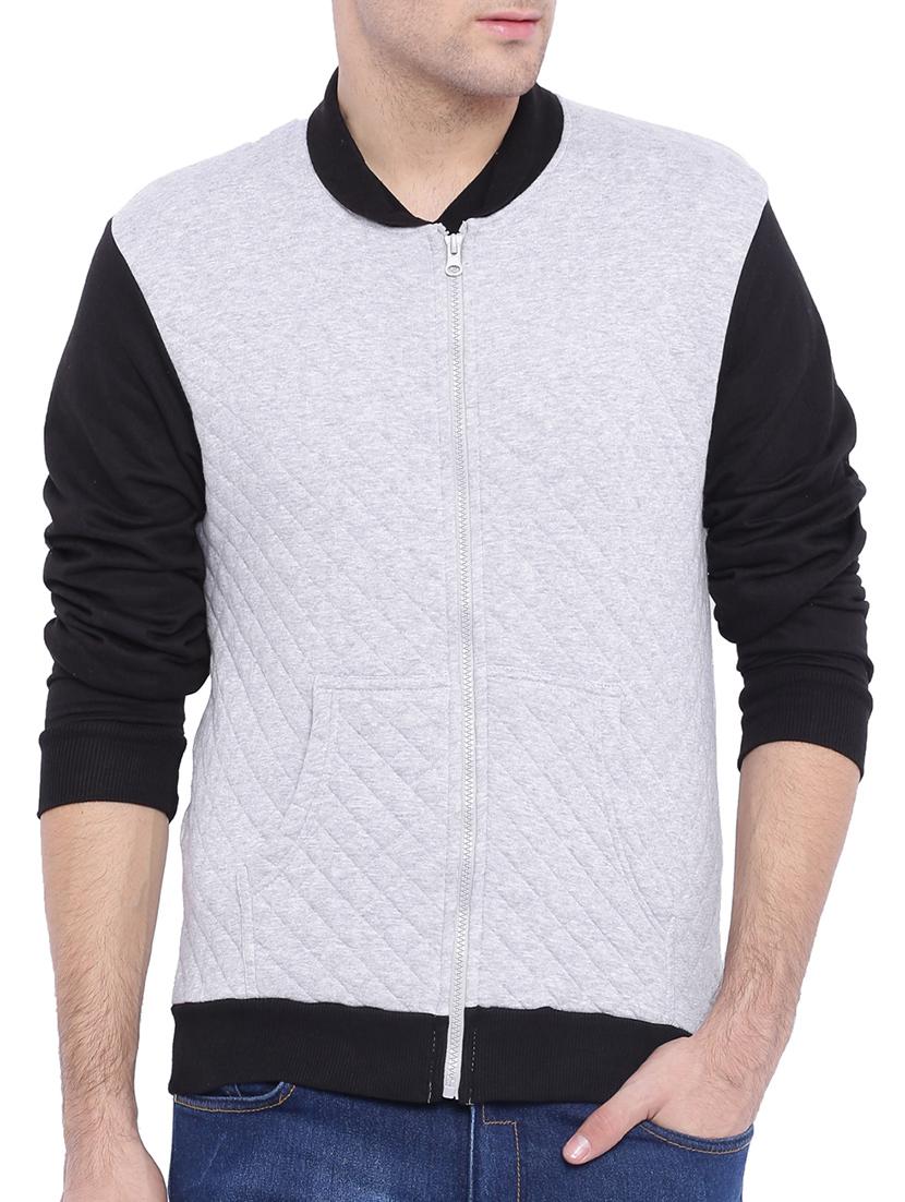 grey color block quilted jacket - 11199349 - Zoom Image - 1