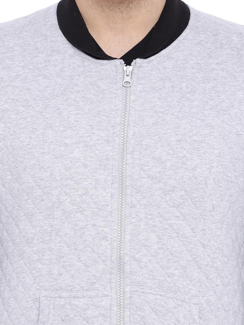 grey color block quilted jacket - 11199349 - Zoom Image - 4