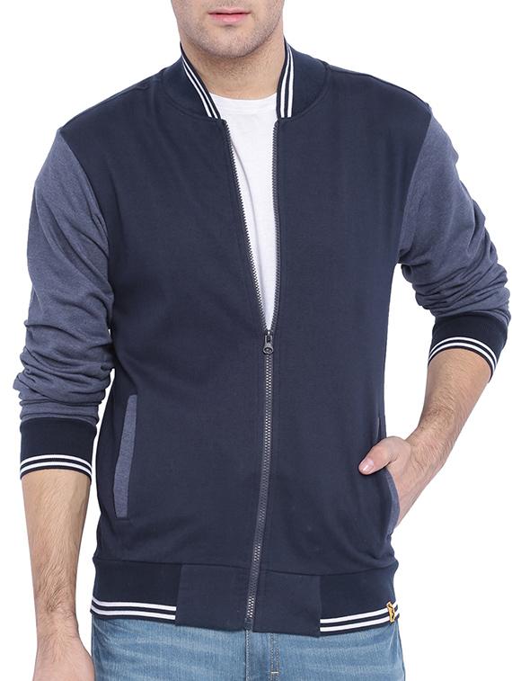 navy blue cotton bomber jacket - 11199369 - Zoom Image - 1