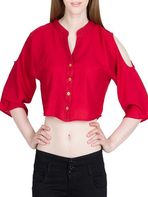 red polyester crop top - 11204769 - Very Small Image - 1