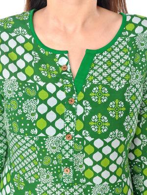 green cotton kurta - 11205016 - Standard Image - 4